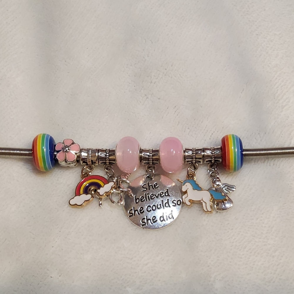 Girls unicorn rainbow bracelet